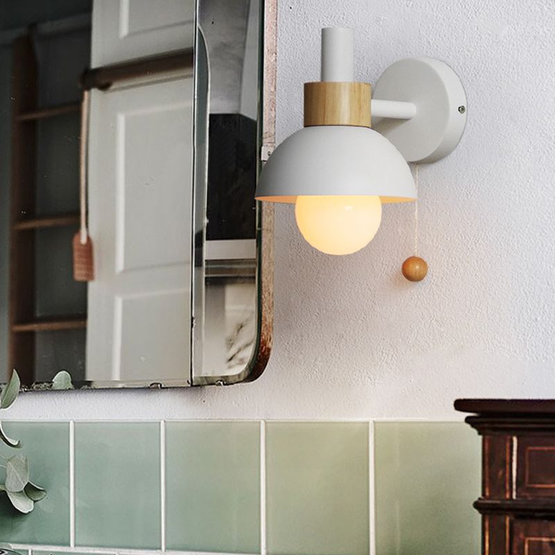 1 Light Dome Wall Sconce Lights Minimalist Metal for Bedroom