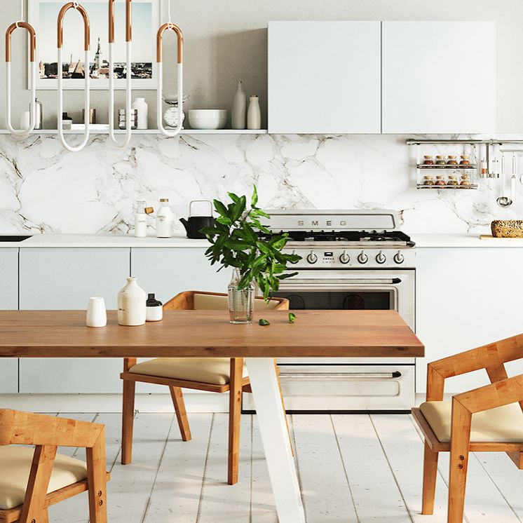 1/2/3/4 Pcs Pine Wood Industrial Dining Set with Rectangle Table Dinette Set