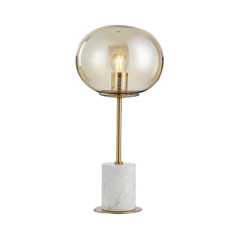 Lámpara de la mesita de noche oblatada de la cama de la cama 1 bombilla Luz de mesa minimalista con base de mármol cilíndrico