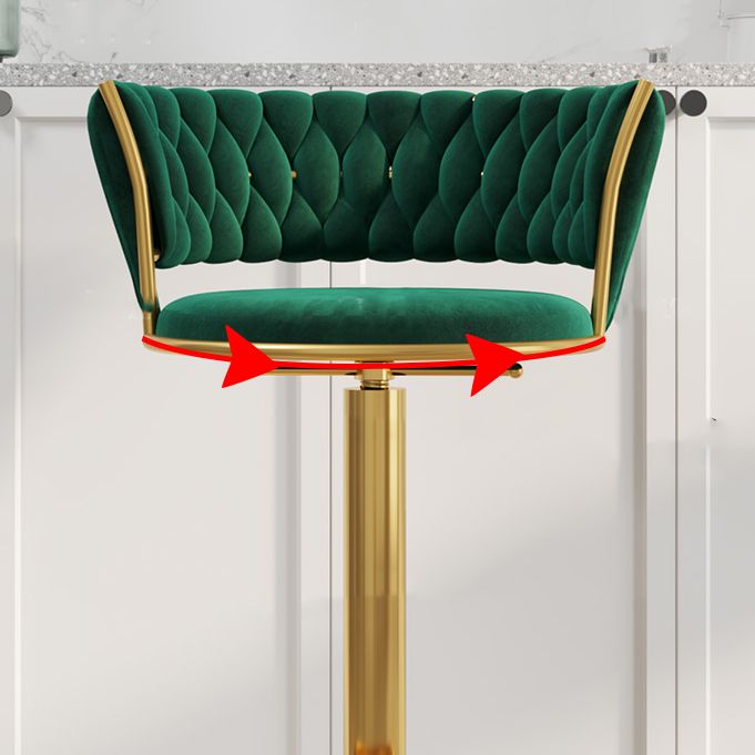 Modern Style Adjustable Backrest Counter Stool with Gold Base and Leather Cushion