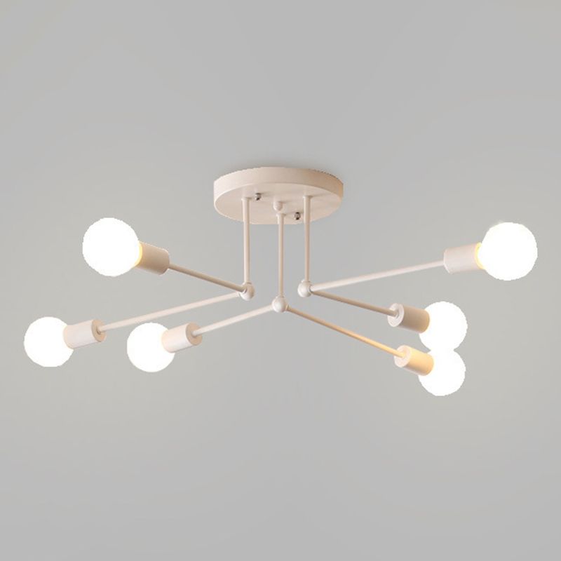 Sputnik Multi Light Ceiling Light Bare Bulb Restaurant Industrial Style Lighting Fixtures in Wrought Iron
