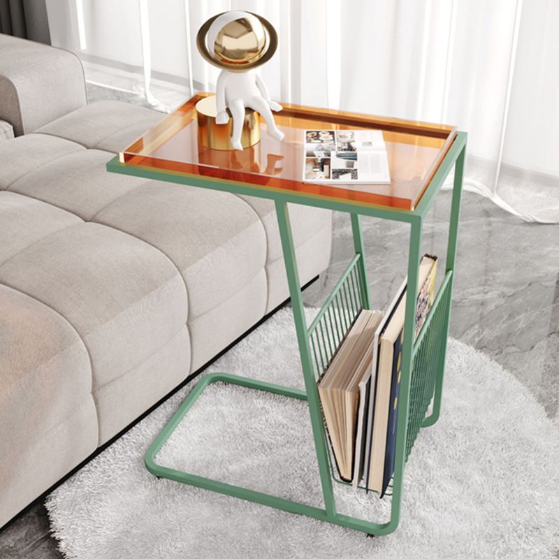 Contemporary Accent Side Table with Storage Living Room Rectangular Abstract
