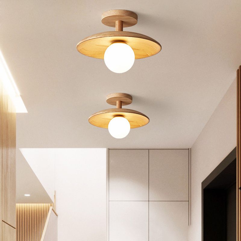 Japanese Style Wooden Ceiling Light Ball Shape Ceiling Lamp for Living Room