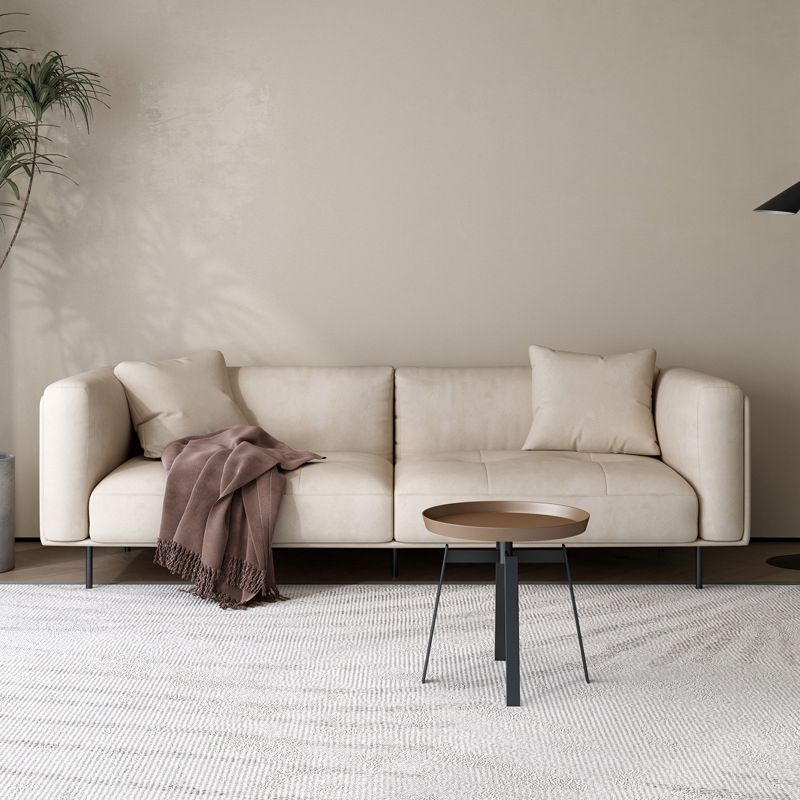 Base in legno massiccio in stile moderno Namib e velluto bianco rettangolare divano