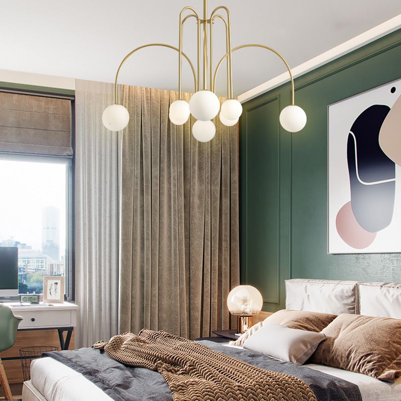 Lampadario opaco di vetro latte moderno di illuminazione lampadario moderno per la camera da letto del soggiorno