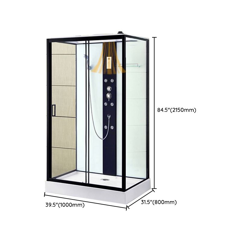 Framed Single Sliding Shower Stall Rectangle Frosted Shower Stall