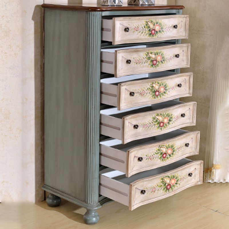 18.72-inch Width Traditional Storage Chest Solid Wood Dresser with 6 Drawers