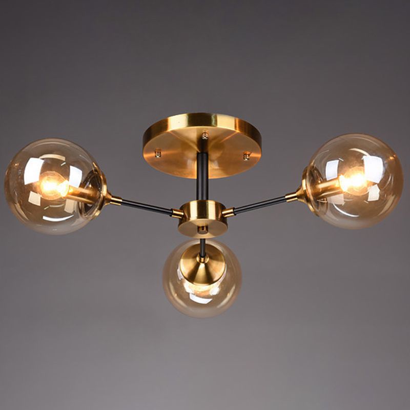 Glazen ronde vorm spoelplafondlicht moderne multi -lichten spoel de houding verlichting in zwart