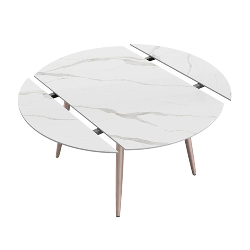 Metal and Slate Table Contemporary Style Home Retractable Round Dining Table