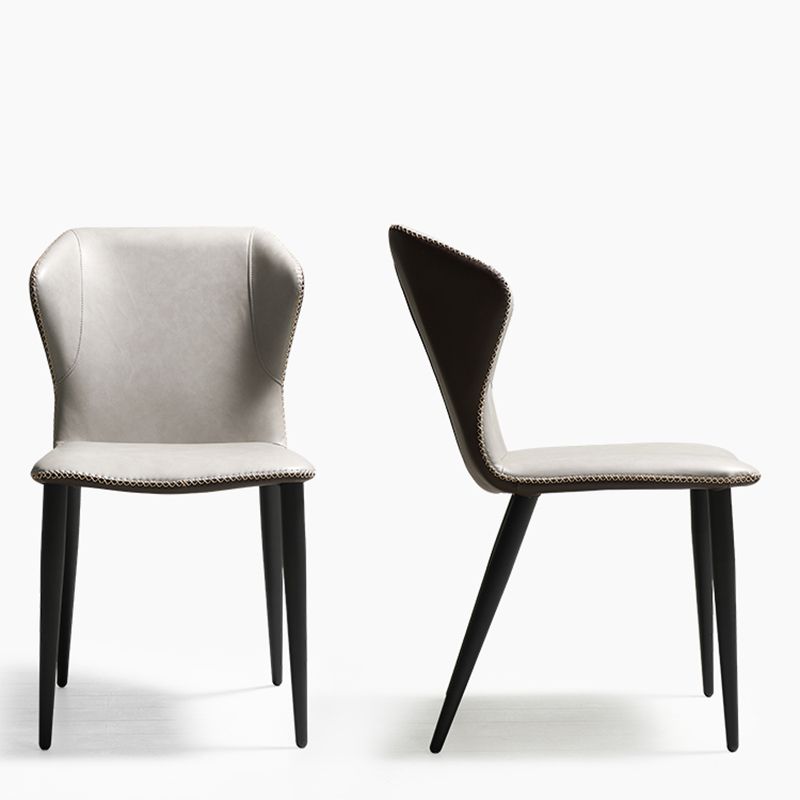 Sillas de comedor estilo moderno Sillas orejeras sin brazos para cocina con patas de metal