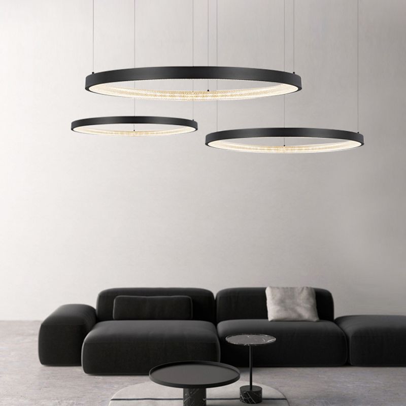 Modern Round Chandelier Light Fixtures Multi-Tier Hanging Pendant Lamps with Acrylic Shade