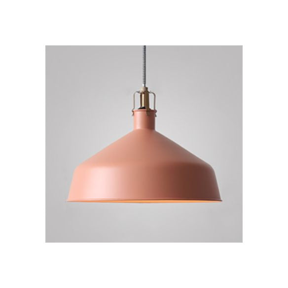 8,5 "/13" W gewölbte Metallanhänger Beleuchtung Industrial Style 1 Light Ess Room Hanging Lamp mit verstellbarer Kabel in Grau/Rosa