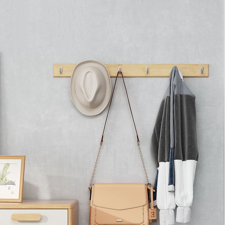 Modern Wood Coat Rack Wall-Mounted with Hooks Entry Hall Tree