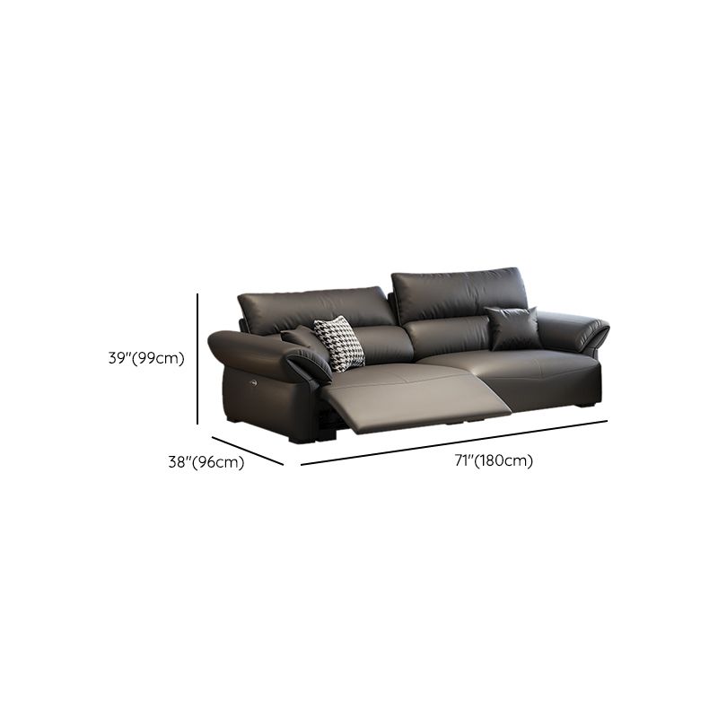 Scratch Resistant Power - Push Button Pillow Top Arm Genuine Leather Sofa