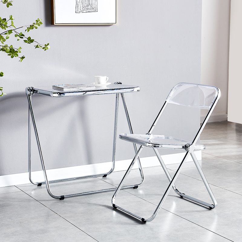 Chaise latérale pliante sans bras de style contemporain, chaise d'appoint simple à dossier ouvert