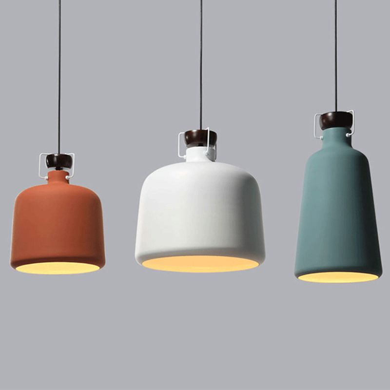 Macaroon Style Metal Pendant Light Creative Kettle Shaped Simplicity Lighting Fixture
