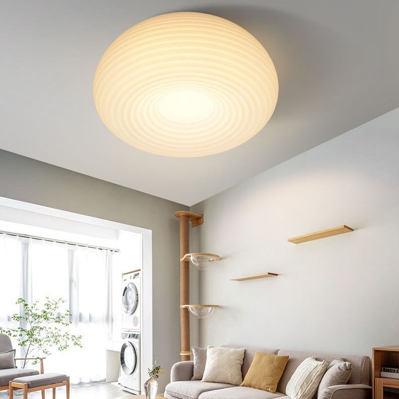 White Shaded Ceiling Light LED Contemporary Flush Mount Lighting for Home