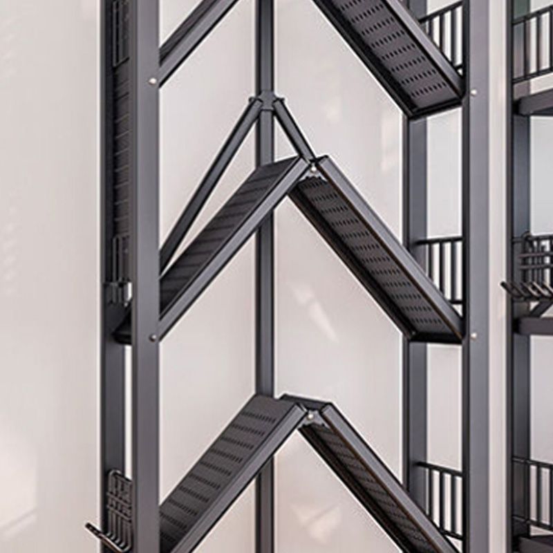 Contemporary Folding Steel Etagere Bookshelf with Caster Wheels