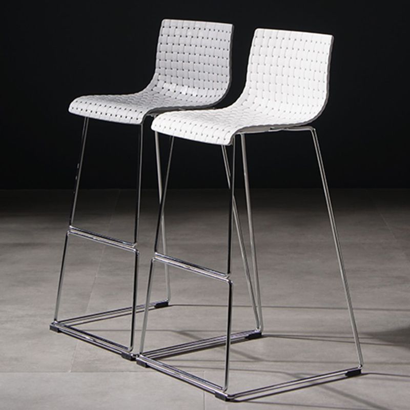 Modern Style Plastic Bar-stool Rectangle Seat Counter Bar Stool with Metal Legs