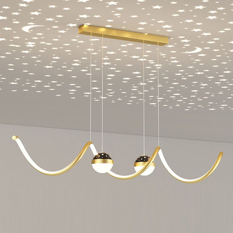 2 Ball Shade Kitchen Island Fixture Metal and Glass LED Pendant Fixture for Dining Room
