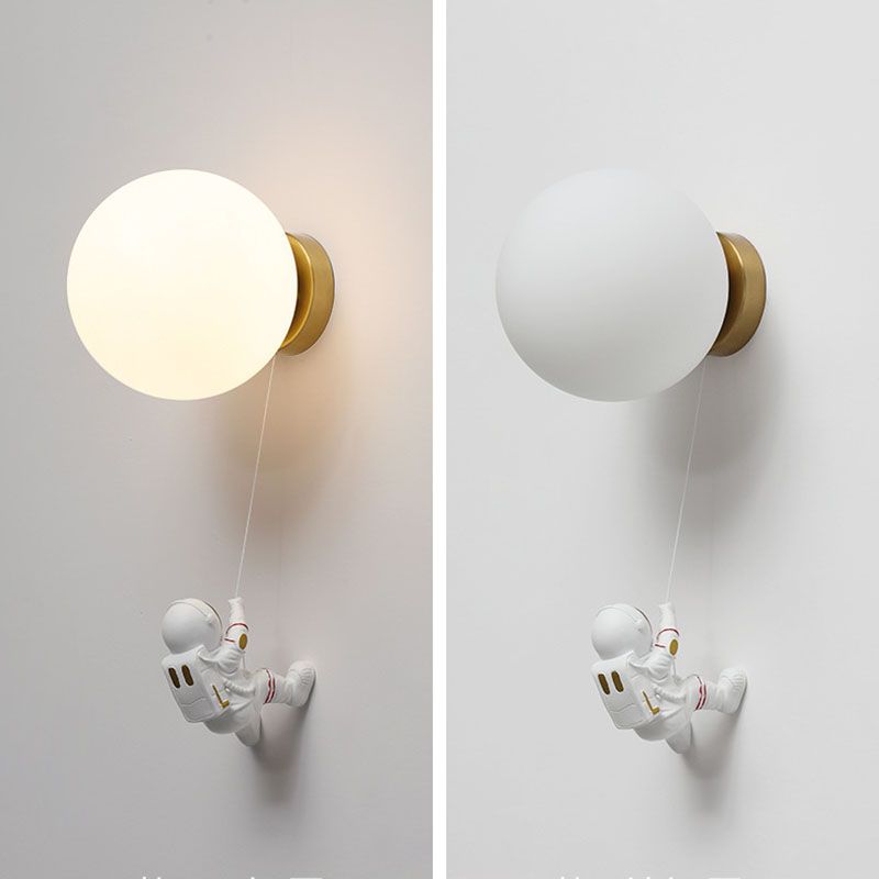 Modern Style Wall Mount Light 1-Light LED Wall Sconce Light with Glass Shade for Bedside