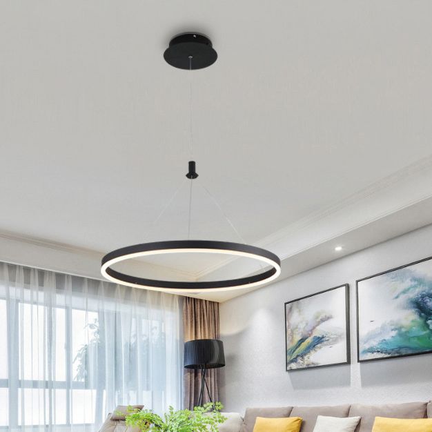 Lampada a sospensione del soffitto della sala da pranzo circolare Acrilico LED minimalista LED LADO CON REGOLABILE ALTENZA