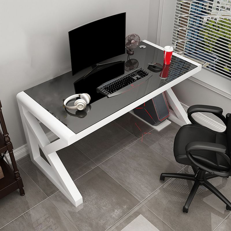 Contemporary Glass Rectangular Gaming Desk Mirrored Writing Desk for Home