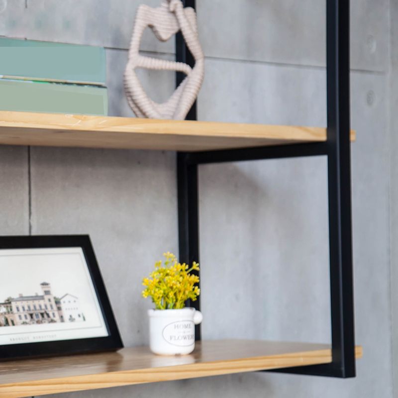 Wall Mounted Bookcase Modern Wooden Close Back Bookshelf with Shelves