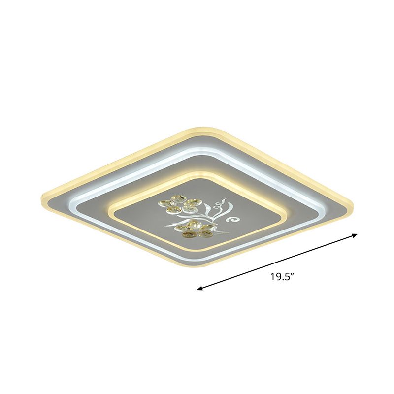 Rotondo / Quadrato Cristallo Soffitto Lampada LED Parlour Flush Monte Recata Illuminazione in bianco