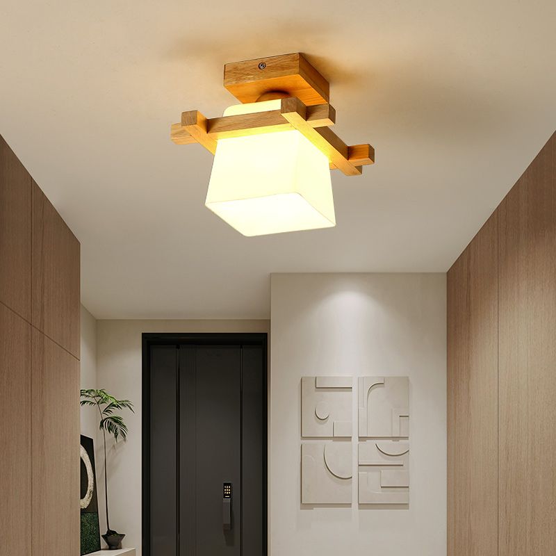 Modern Ceiling Light Wooden Flush Mount Ceiling Light Fixture for Bedroom