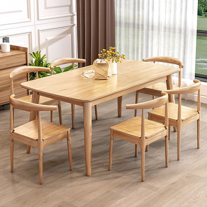 Minimalist Solid Wood Dining Set Standard Height with 4 Legs Base Dining¬†Room Set for Home Use