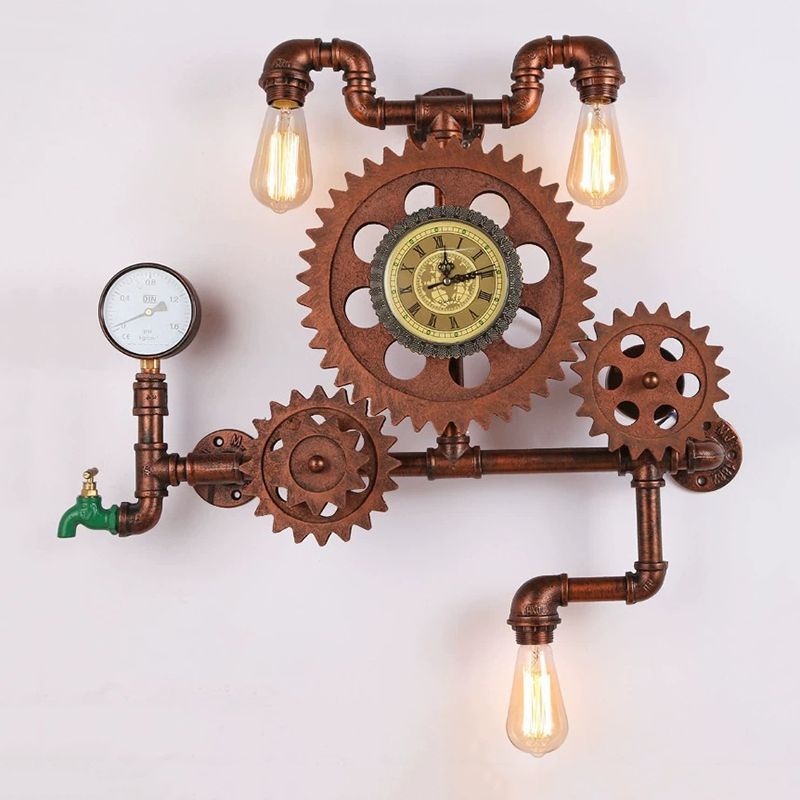Iluminación de matriz de pared engranaje de estilo industrial Luz de montaje de pared de metal en cobre