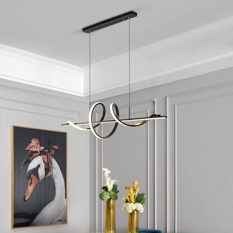 Metal Contemporary Linear Shape Pendant Light with Silicone Shade for Living Room