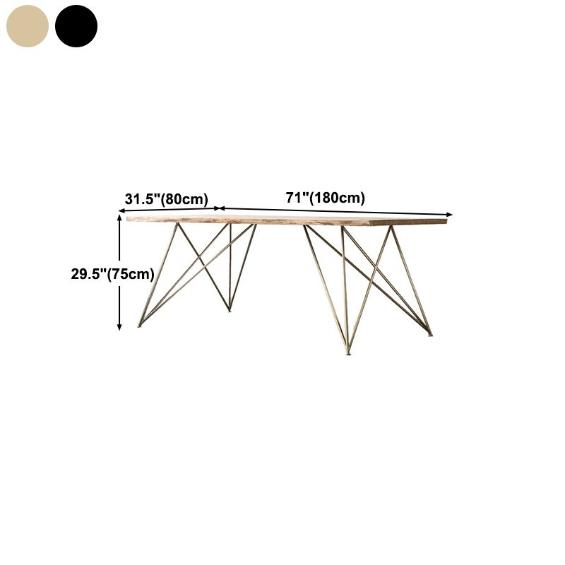 Modern Black and Gold Wood Table Rectangle Dining Table for Kitchen