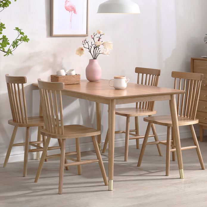 Minimalist Style Solid Wood Dining Set with Traditional Height Table and 4 Legs Base