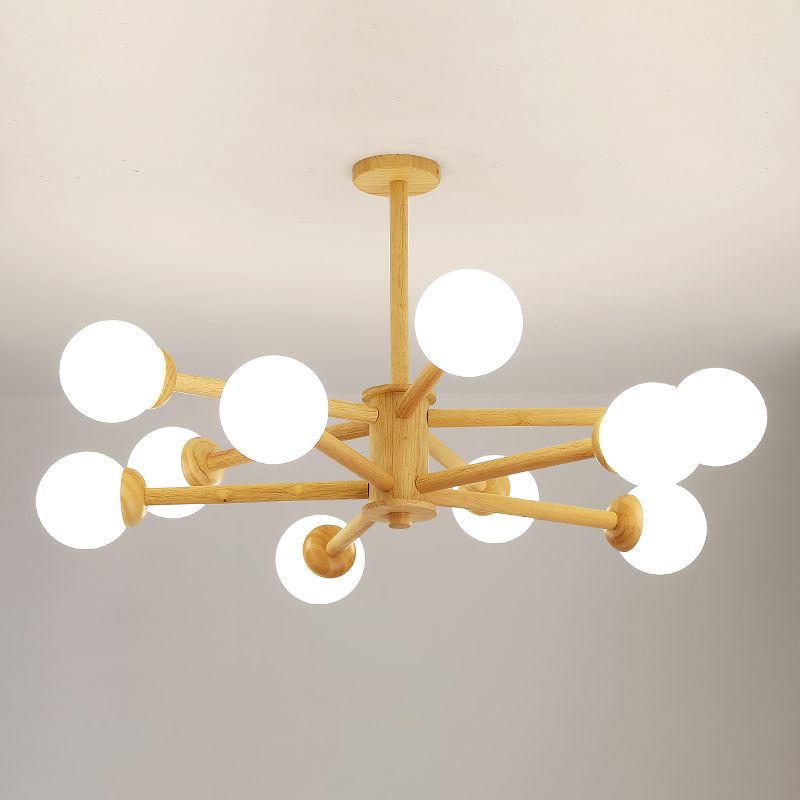 Globe Shade lampadario Luce moderno a sospensione multi-testa con tonalità di vetro bianco