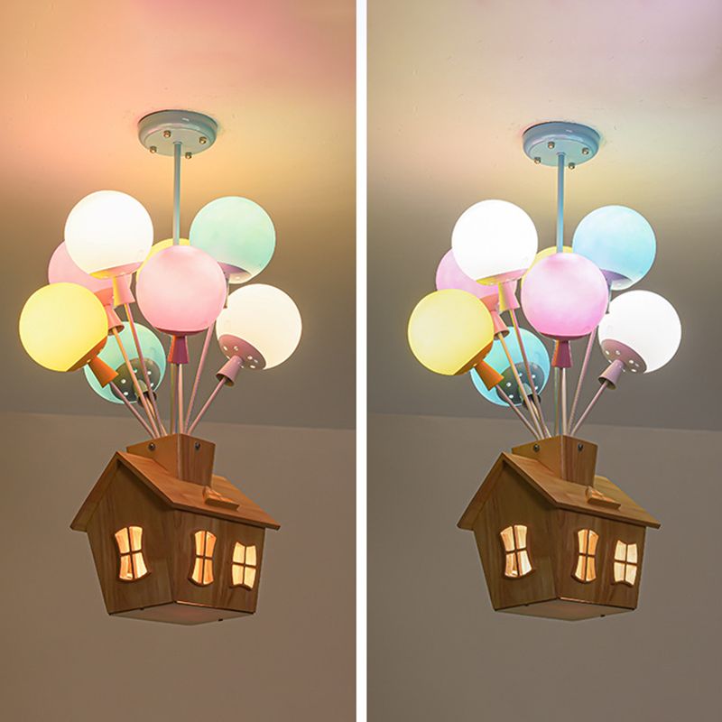 Contemporary Ceiling Lamp Colorful Glass Shade Flush Mount Light Fixture