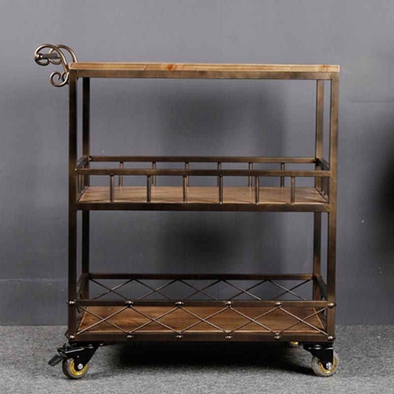 Contemporary Wood Kitchen Island Table Stationary Kitchen Island Table with Open Storage