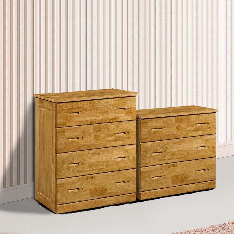 Contemporary Bedroom Storage Chest Rubber Wood Vertical Chest with Drawers