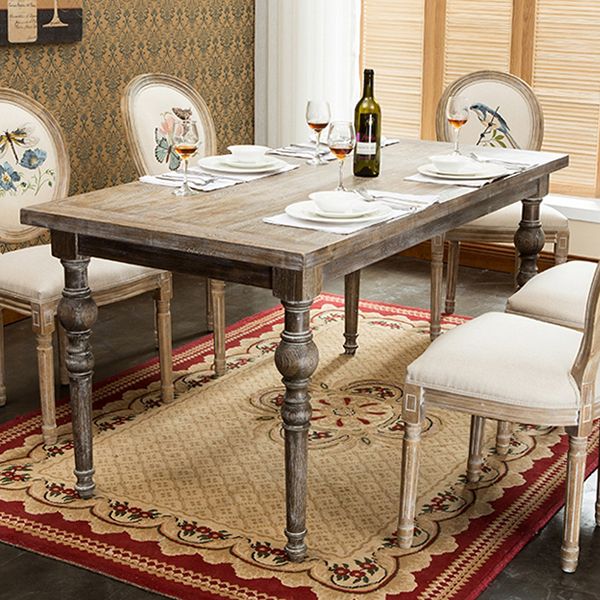 Mesa medieval moderna de madera de pino para restaurante, mesa antigua rectangular con 4 patas
