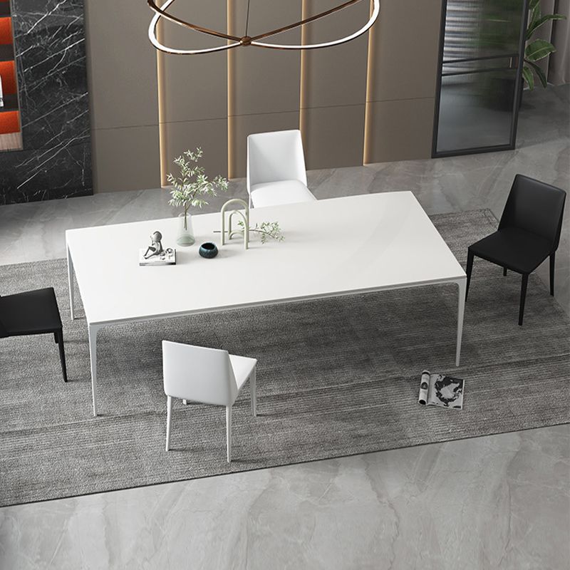 Contemporary Dinette Table Rectangle Stone Dining Room Table for Dining Room