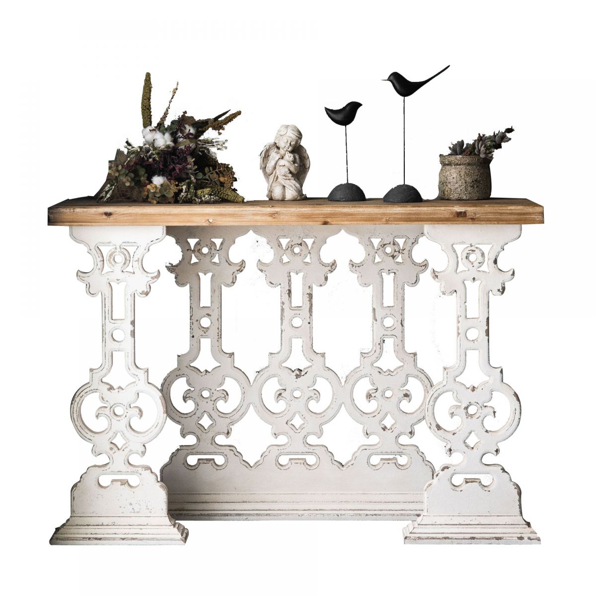 French Country Wood Console Table Rectangle End Table for Hall