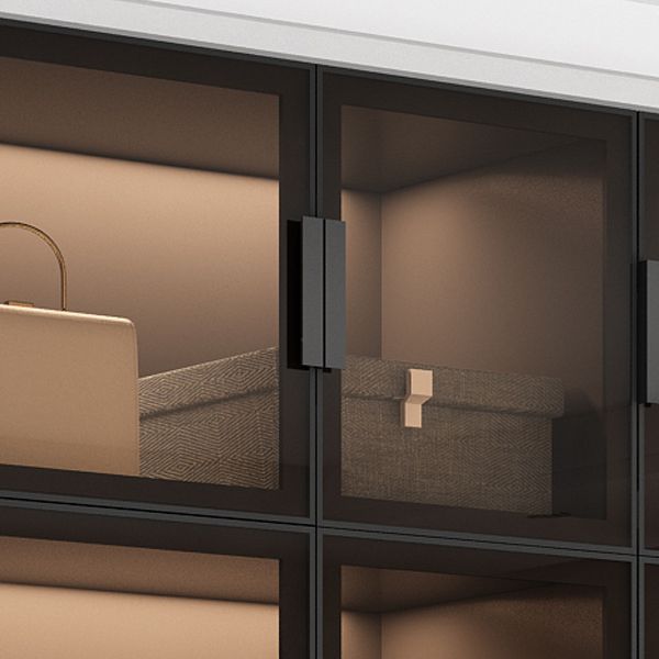 Modern Wooden Frame Wardrobe Freestanding Multifunctional Wardrobe Tempered Glass Doors