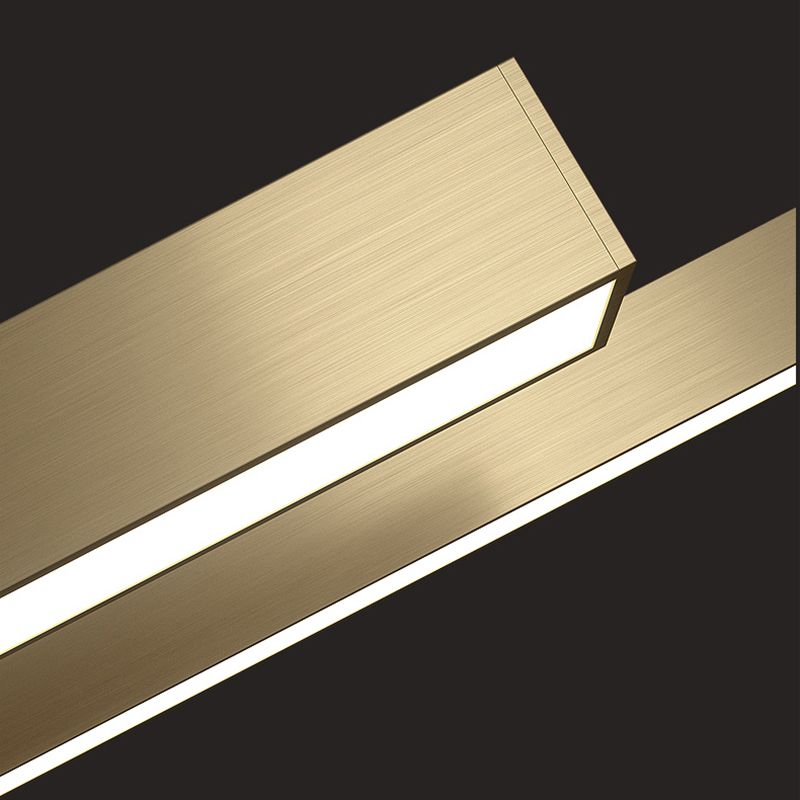 Gold Aluminum Island Lamps Linear Restaurant LED Pendant Lights with Acrylic Shade