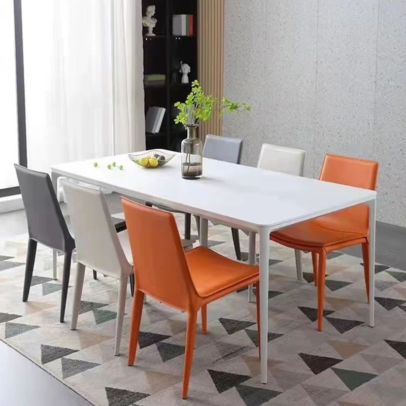 Contemporary Style Dining Chairs Armless Dining Chairs with Metal Legs for Home