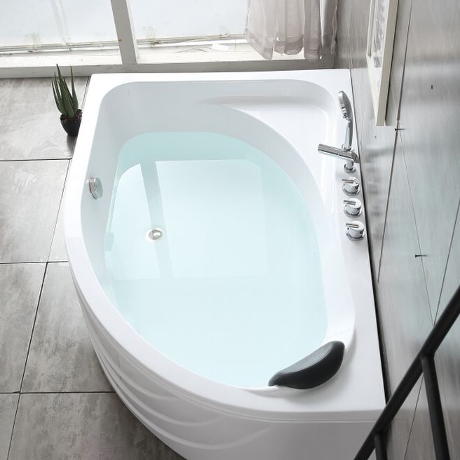Modern White Corner Bath Acrylic Center-Back Soaking Bathtub