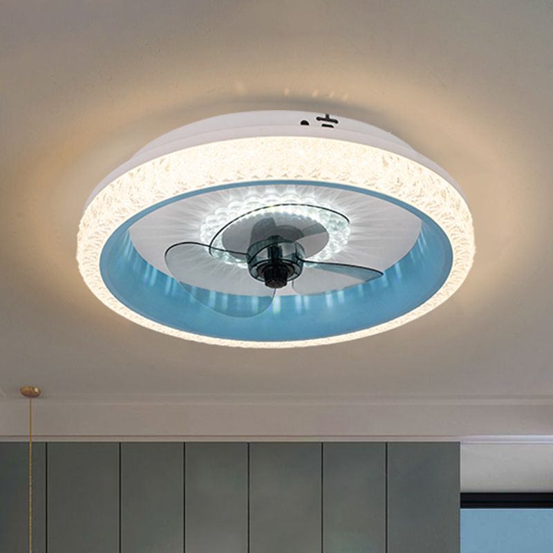 19,5 "breit runde LED-Semi-Flush-Leicht-Makryl-Esszimmer 3-Blatt Deckenventilator, Fernbedienung