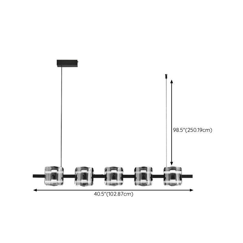 Black Hanging Light Contemporary Island Lighting with Glass Shade for Kitchen