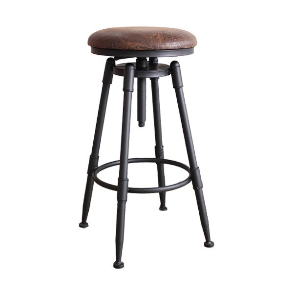 Industrial Metal Barstool Leather Counter Stool in Matte Finish for Home