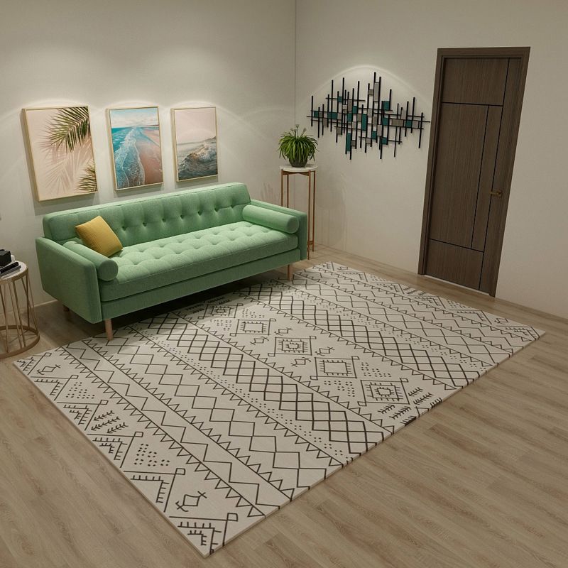 Classical Moroccan Rug Multicolor Seamless Tribal Pattern Rug Non-Slip Pet Friendly Machine Washable Rug for Home Decoration